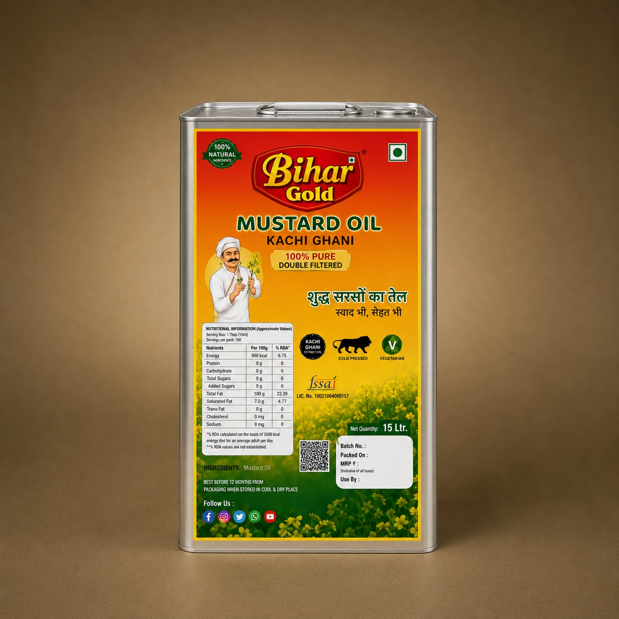 15 L Tin Mustard Oil